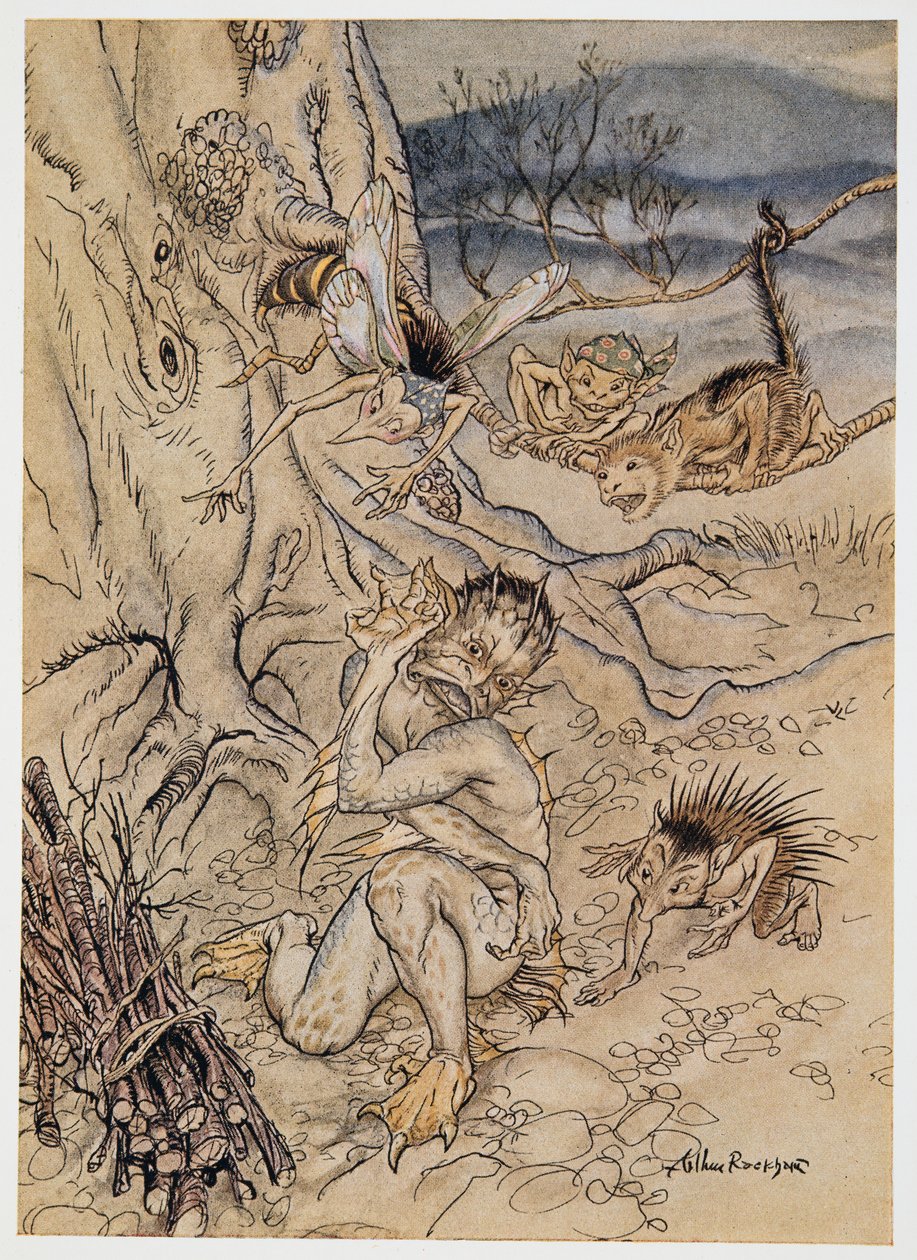 För varje bagatell är de inställda på mig, illustration från William Shakespeares The Tempest, pub. 1926 av Arthur Rackham