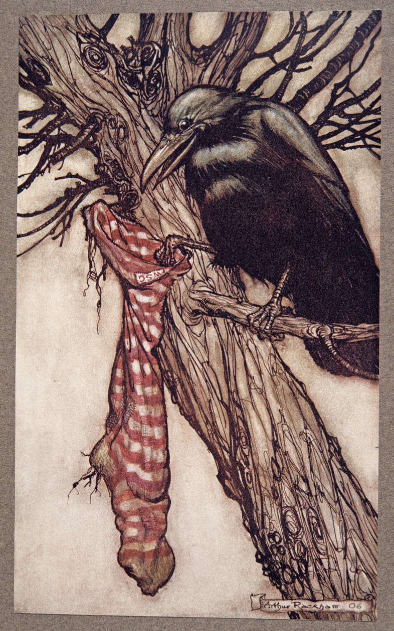 I åratal hade han tyst fyllt sina strumpor, från Peter Pan i Kensington Gardens av J M Barrie (1860 - 1937), pub. 1906 av Arthur Rackham
