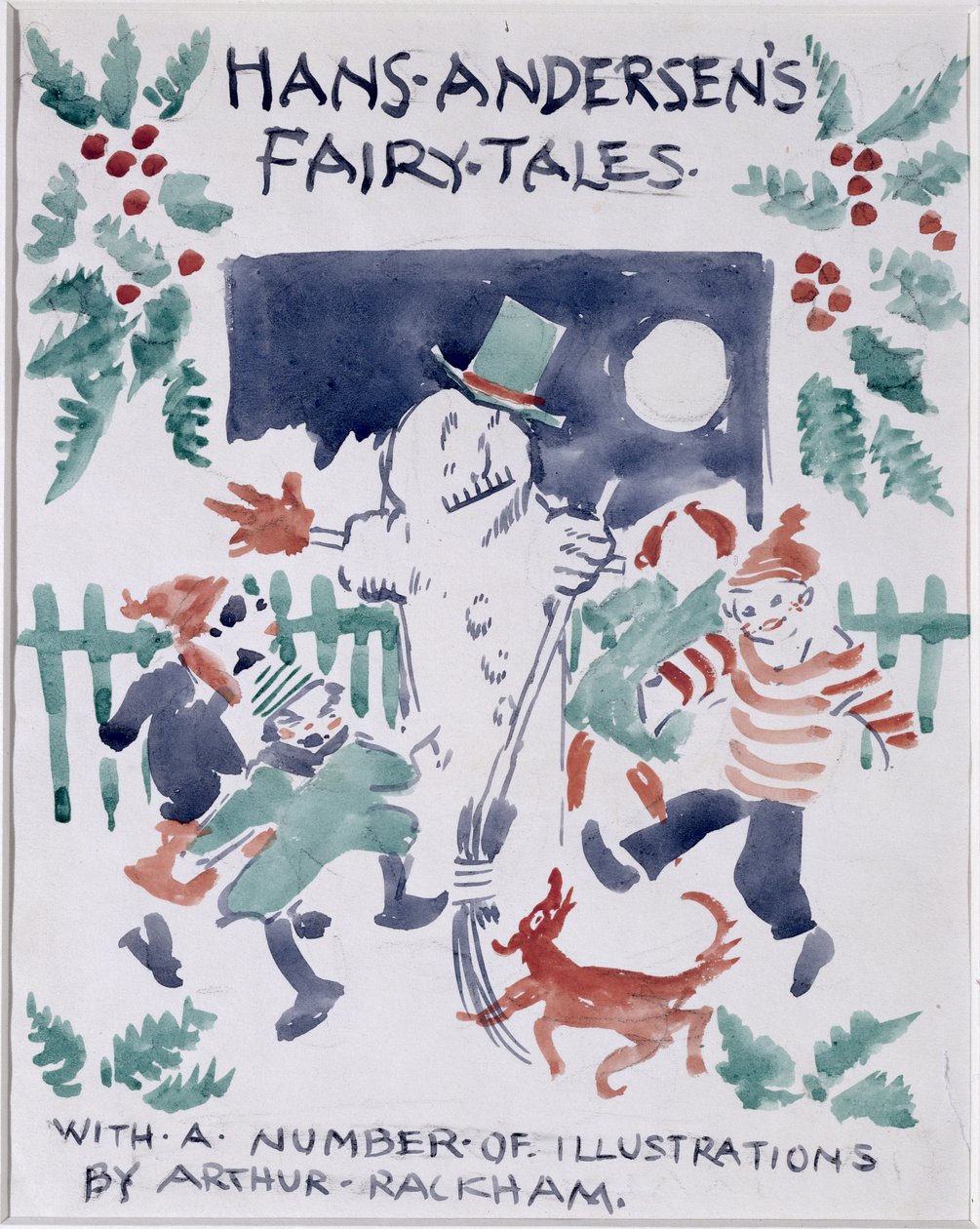 Skiss på framsidan av Hans Andersens sagor (wc på papper) av Arthur Rackham
