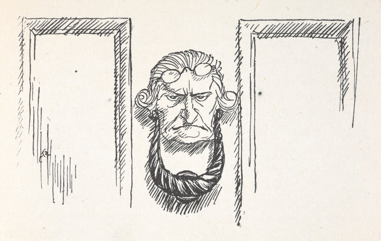 Ytterdörrsknackare med Scrooges ansikte av Arthur Rackham