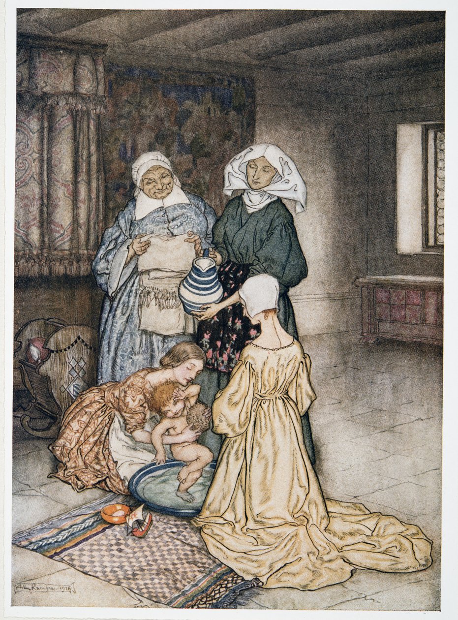 Hade jag inte fyra eller fem kvinnor en som tog hand om mig? illustration från William Shakespeares stormen, pub. 1926 av Arthur Rackham