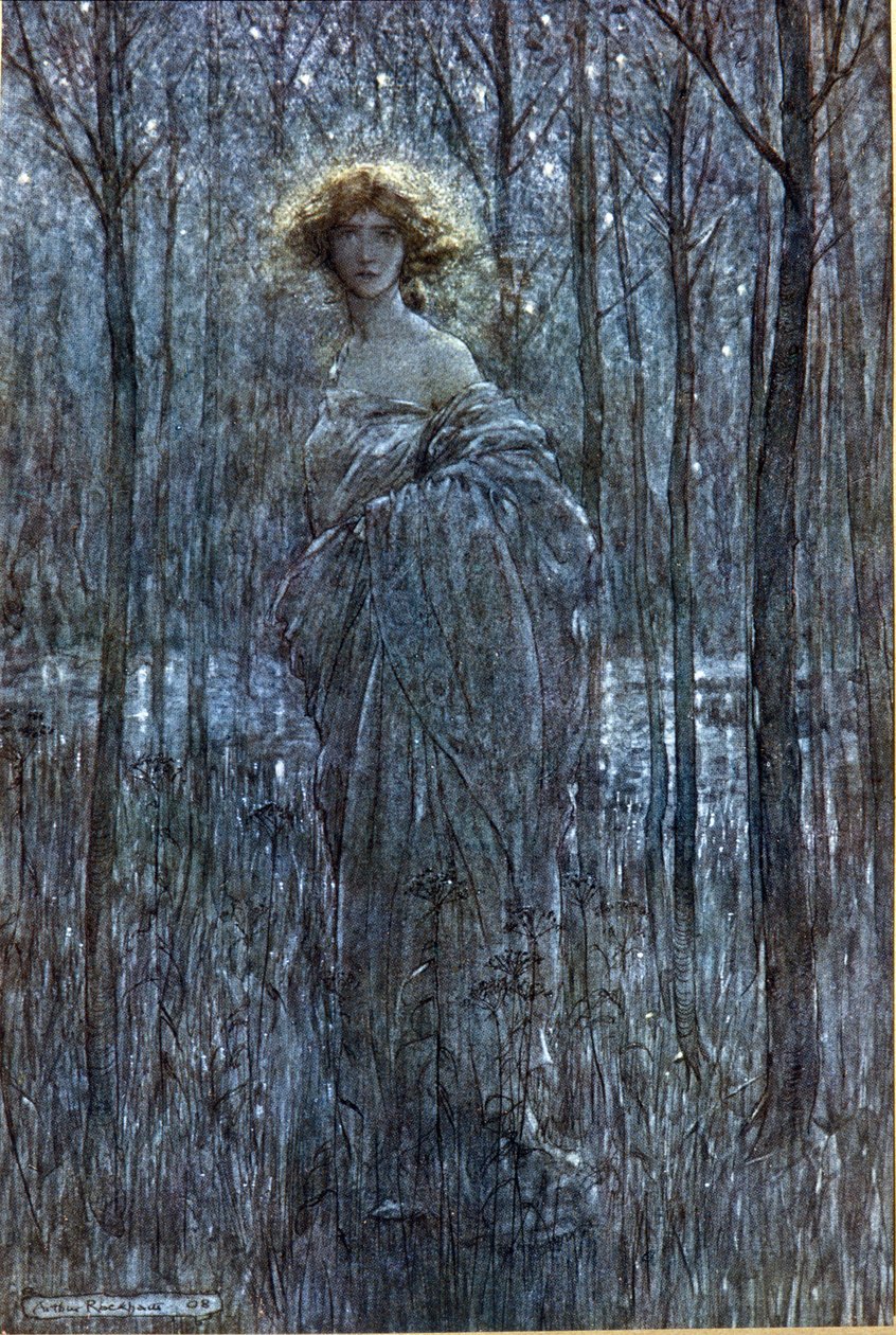 Helena: Illustration av Arthur RACKHAM (1867-1939) för The Dream of a Summer Night av William SHAKESPEARE av Arthur Rackham