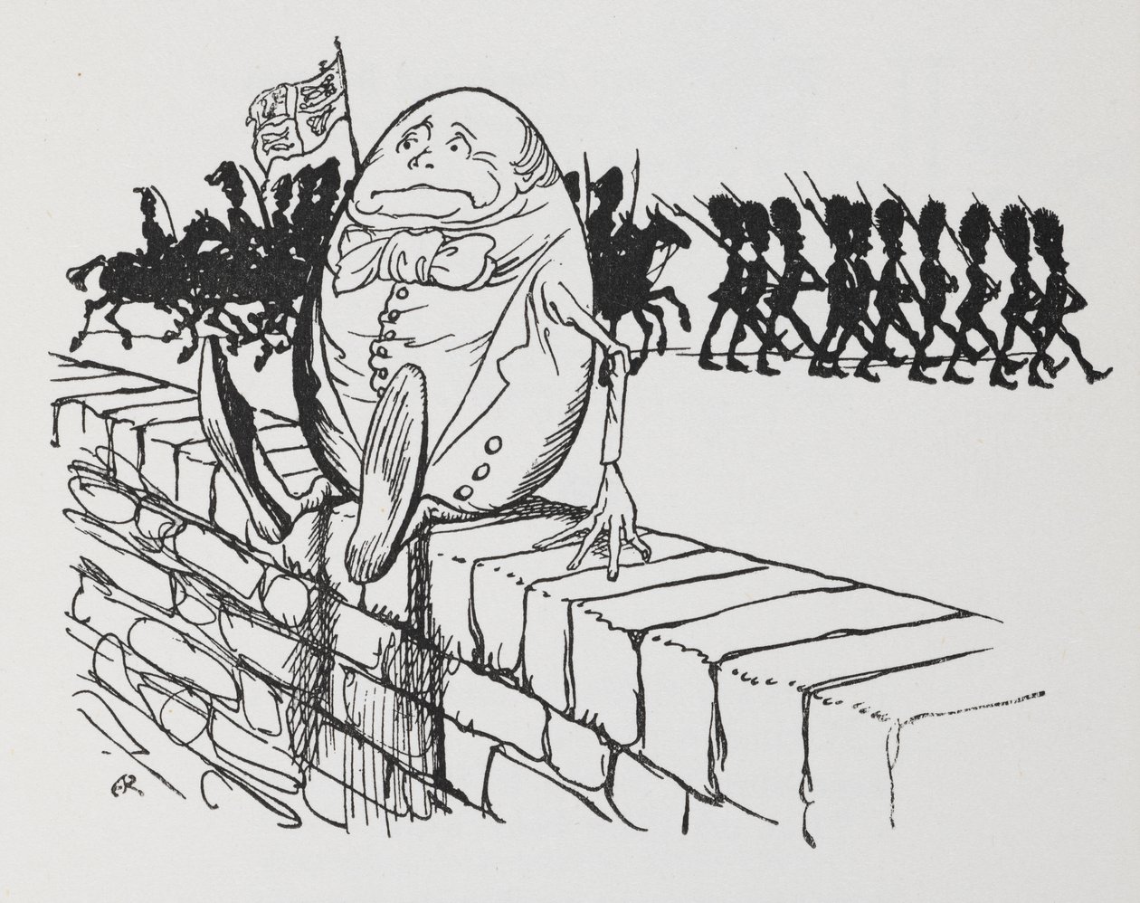 Humpty Dumpty satt på en vägg. av Arthur Rackham