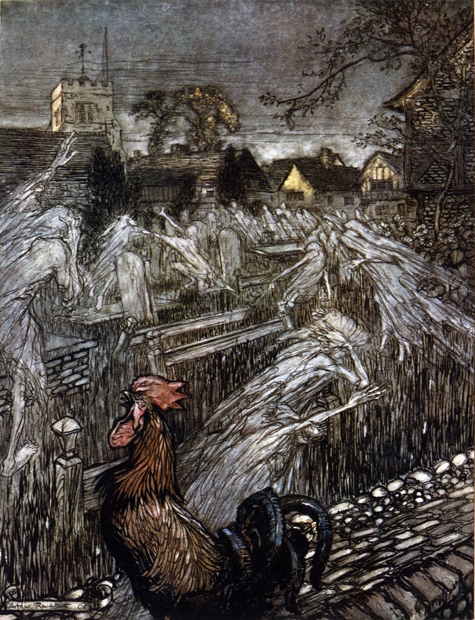 Illustration av Arthur RACKHAM (1867-1939) för The Dream of a Summer Night av William SHAKESPEARE av Arthur Rackham