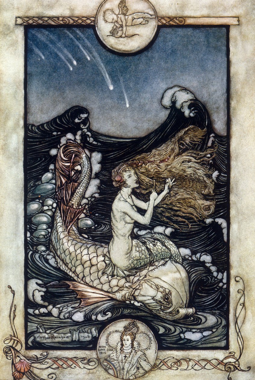 Illustration av Arthur RACKHAM (1867-1939) för The Dream of a Summer Night av William SHAKESPEARE av Arthur Rackham