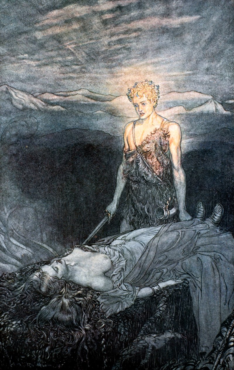 Illustration från Siegfried and the Twilight of the Gods, 1924. av Arthur Rackham