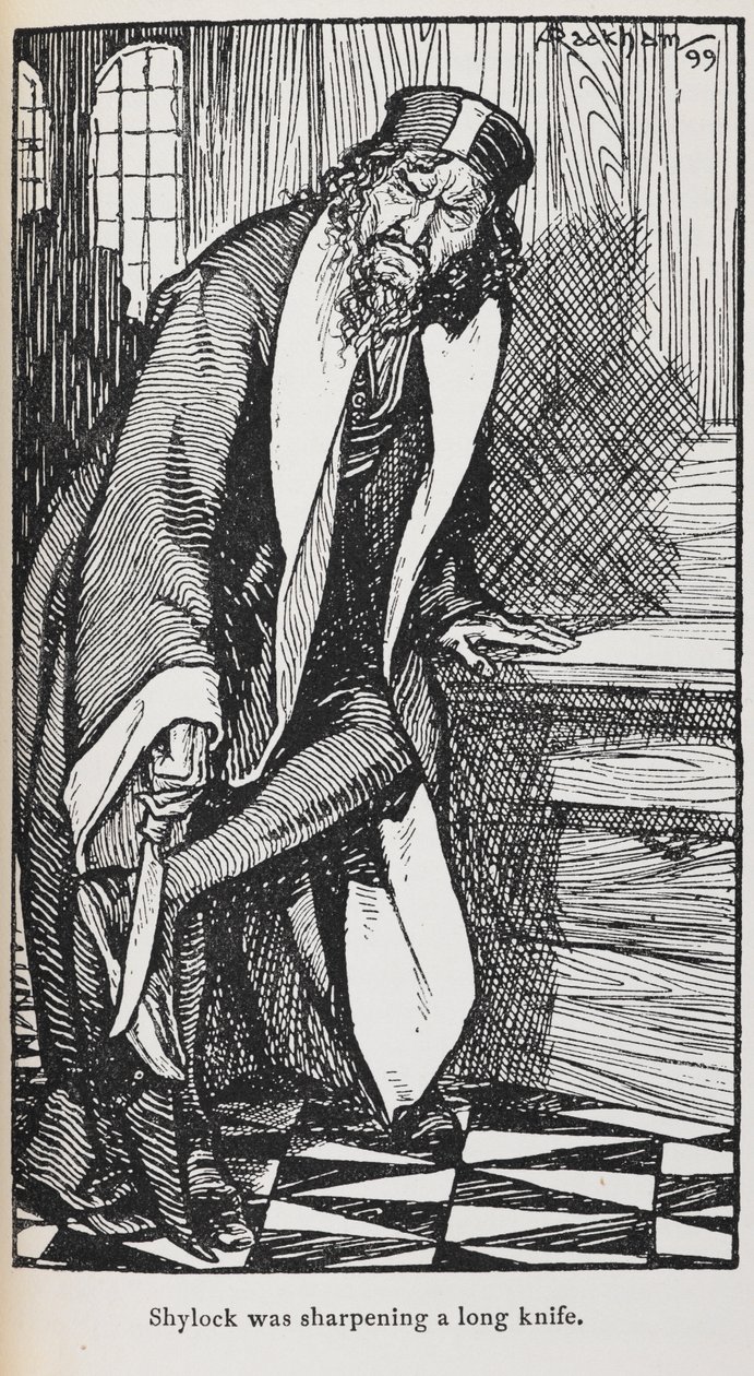 Illustration av Shylock från The Merchant of Venice av Arthur Rackham