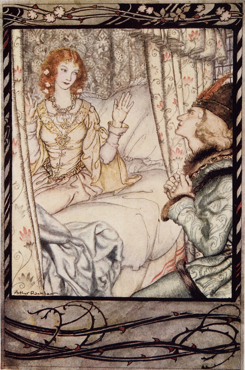Är det du, min prins? Jag har väntat på dig väldigt länge, från The Arthur Rackham Fairy Book, pub. 1933 av Arthur Rackham