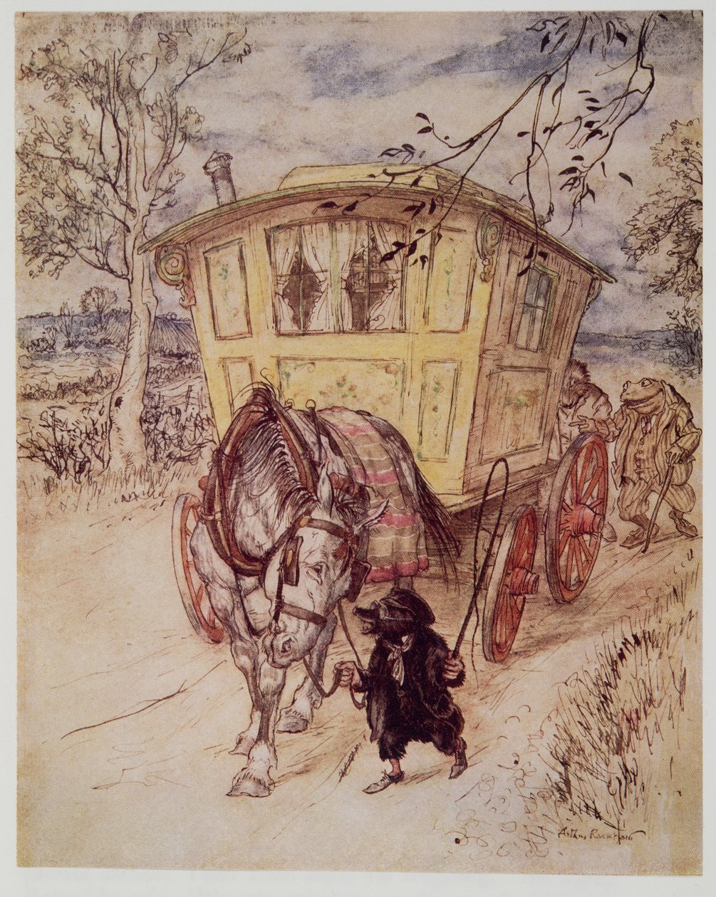 Det var en gyllene eftermiddag: lukten av damm de sparkade upp var rik och tillfredsställande, från Wind in the Willows av Kenneth Grahame (1859 - 1932), pub. 1940 av Arthur Rackham