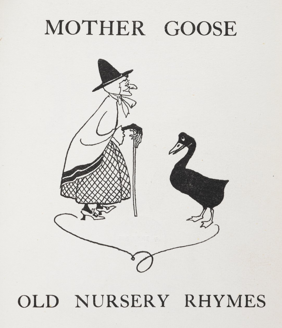Mamma gås. Gammal dam med gås. av Arthur Rackham