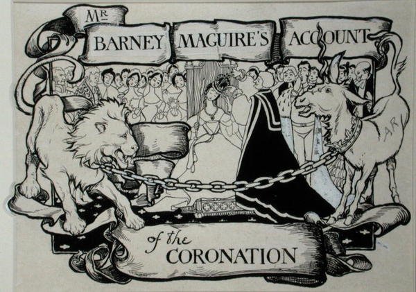 Mr Barney Maguires redogörelse för kröningen, illustration från "The Ingoldsby Legends or Mirth and Marvels", av Thomas Ingoldsby, publicerad 1898 (penna och bläck på papper) av Arthur Rackham