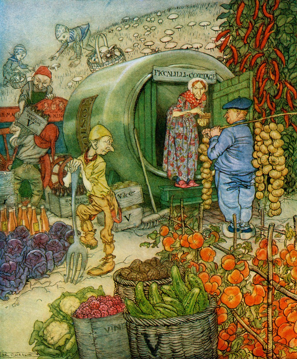 Mr and Mrs Vinegar At Home, från "English Fairy Tales Retold" av F.A. Steel, publicerad 1927 av Arthur Rackham