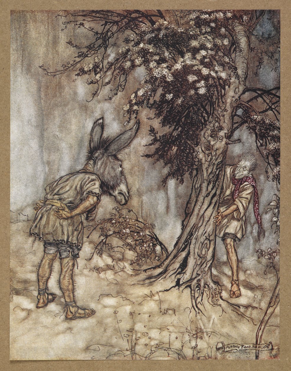 "O Bottom, du är förändrad." En scen ur "En midsommarnattsdröm". av Arthur Rackham