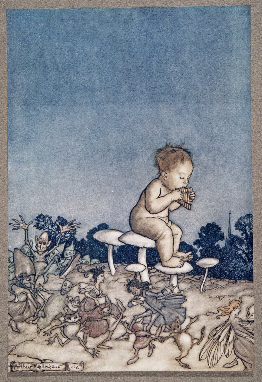Peter Pan är feorkestern, från Peter Pan i Kensington Gardens av J M Barrie (1860 - 1937), pub. 1906 av Arthur Rackham