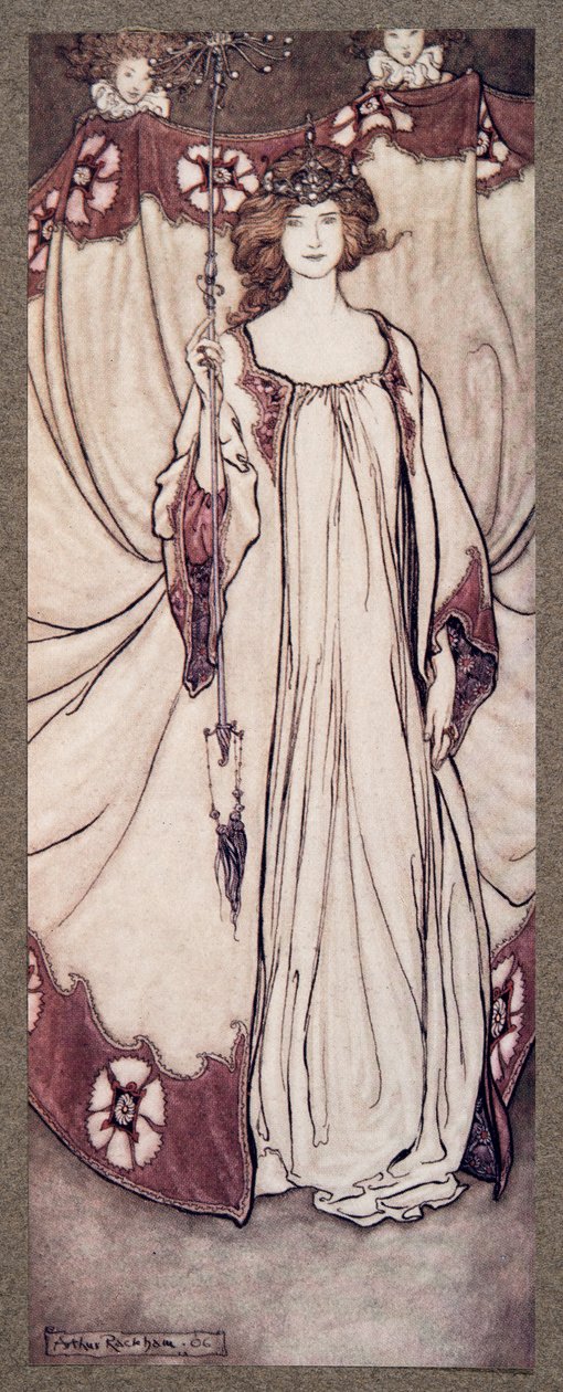 Queen Mab, who ruler in the Gardens .., från Peter Pan i Kensington Gardens av J M Barrie (1860 - 1937), pub. 1906 av Arthur Rackham