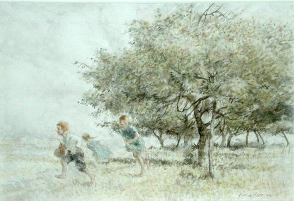 Scrumping (akvarell på papper) av Arthur Rackham