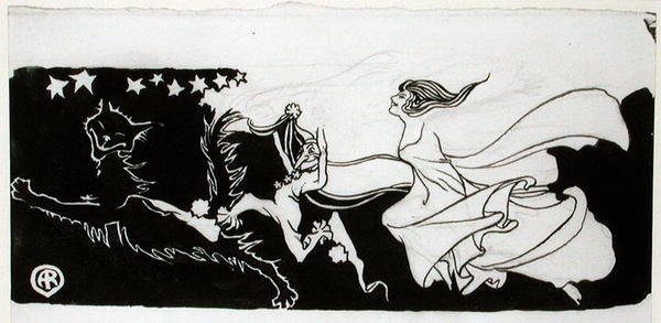 Starlight Frolics (penna och bläck på papper) av Arthur Rackham