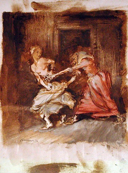 Studie för en häxa och en jungfru av Arthur Rackham