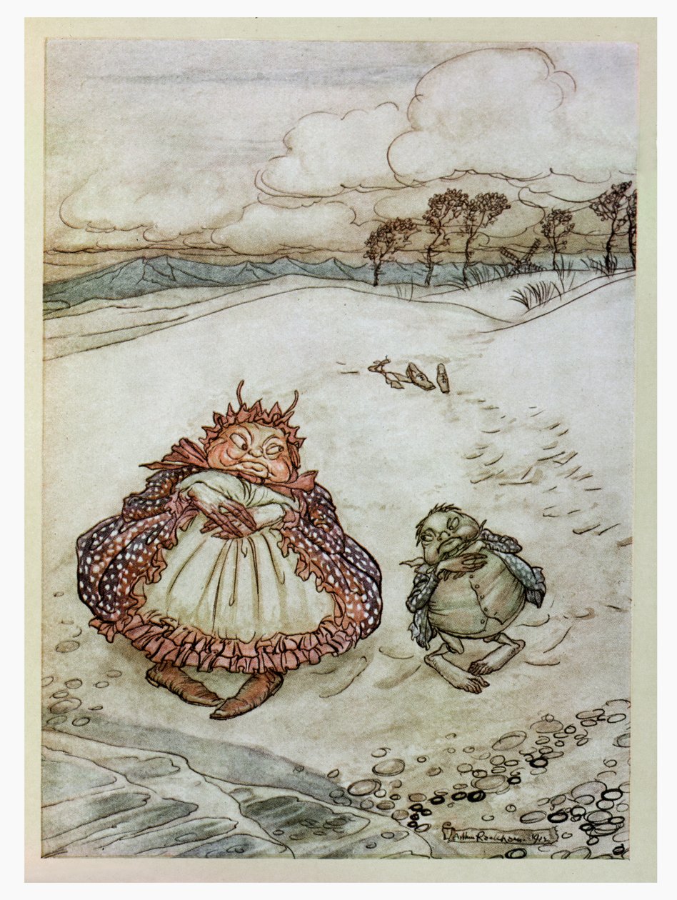 Krabban och hans mor, illustration från "Esop