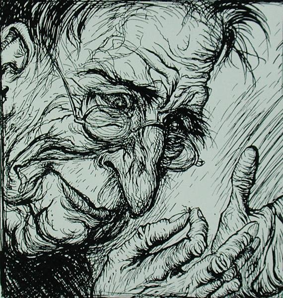 Loppan och mannen, illustration från "Aesops fabler", publicerad av Heinemann av Arthur Rackham
