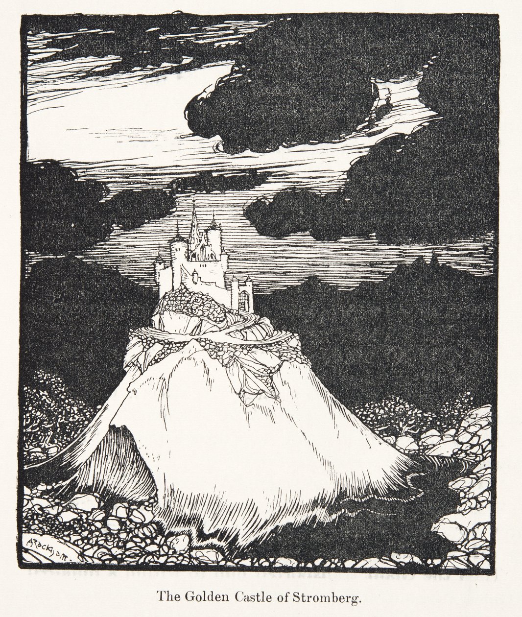 Strombergs gyllene slott, från Bröderna Grimms sagor, pub. 1909 av Arthur Rackham