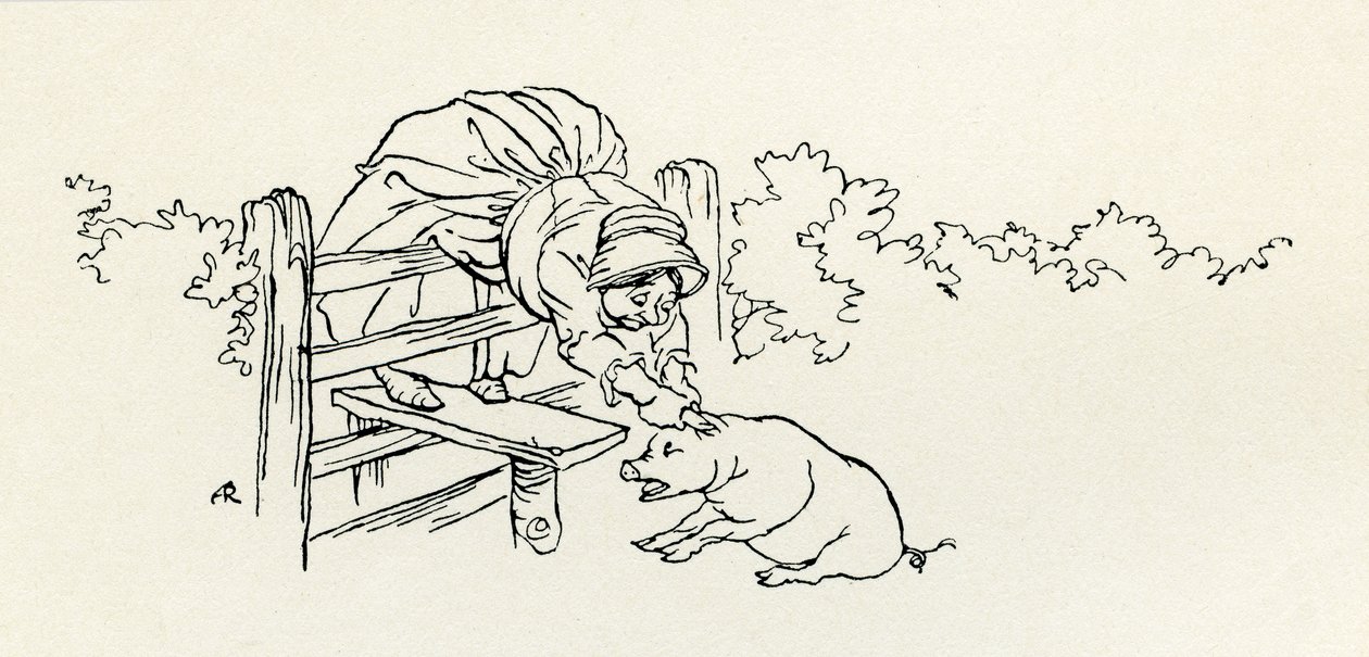 Den gamla kvinnan och hennes gris av Arthur Rackham