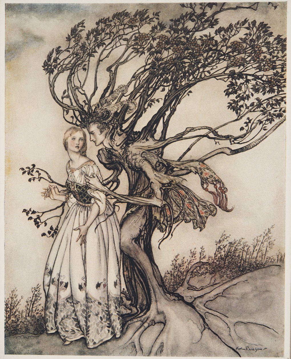 The Old Woman in the Wood, från Little Brother & Little Sister and Other Tales by the Brothers Grimm, pub.1917 av Arthur Rackham