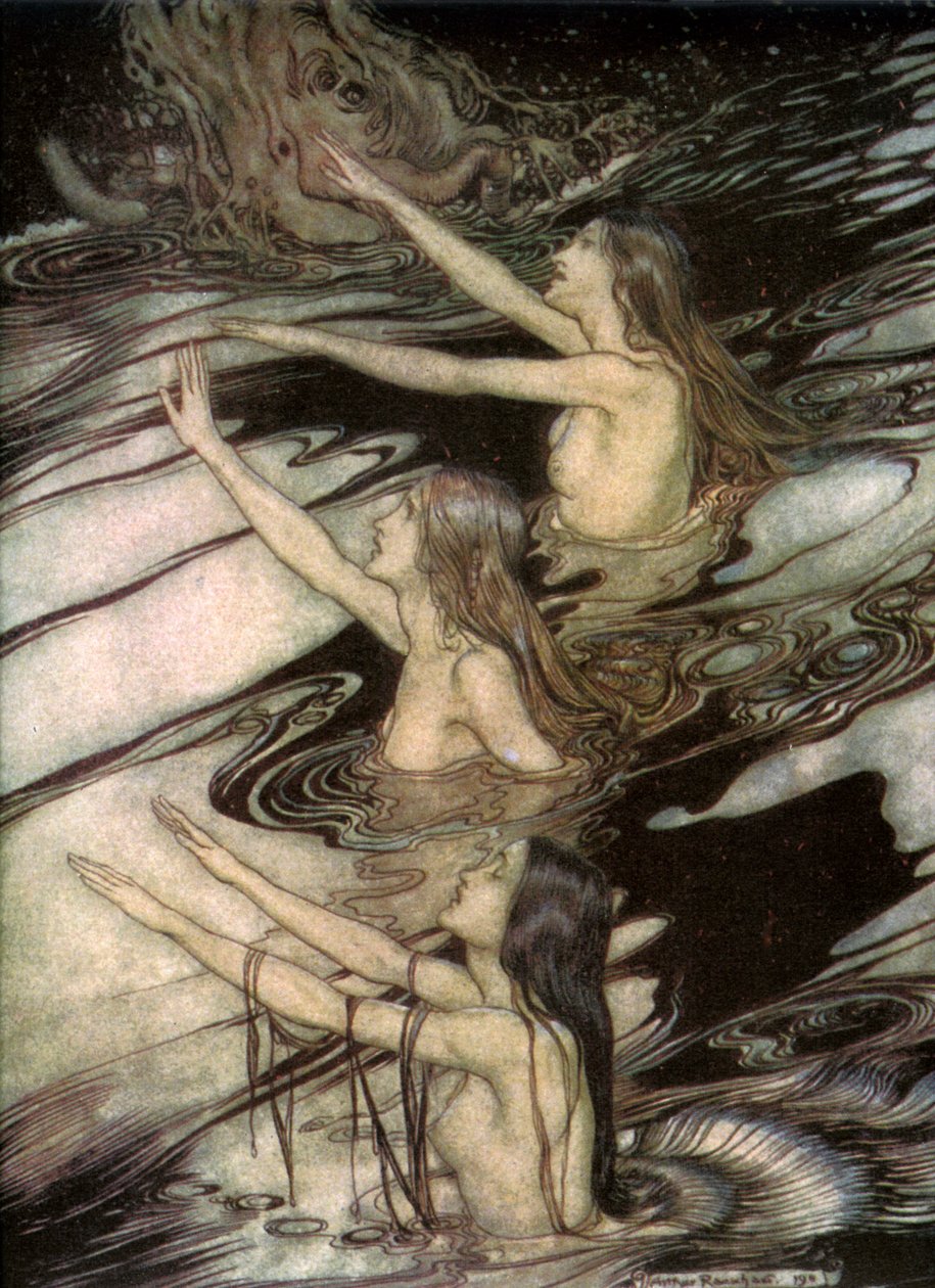The Rhine Maidens, från Siegfried and The Twilight of the Gods av Richard Wagner, 1911. av Arthur Rackham