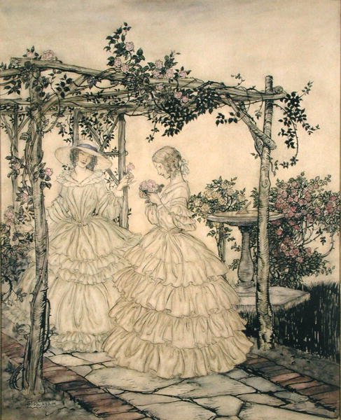 Rosenträdgården, ca 1923-1925 (akvarell på papper) av Arthur Rackham