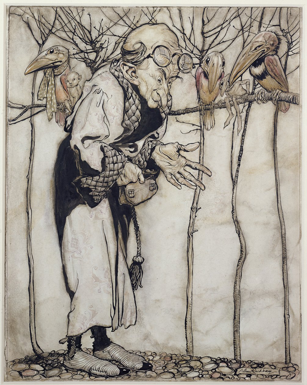 The Wizard, illustration från Arthur Rackhams Book of Pictures, publicerad 1913 (penna och bläck & wc på papper) av Arthur Rackham