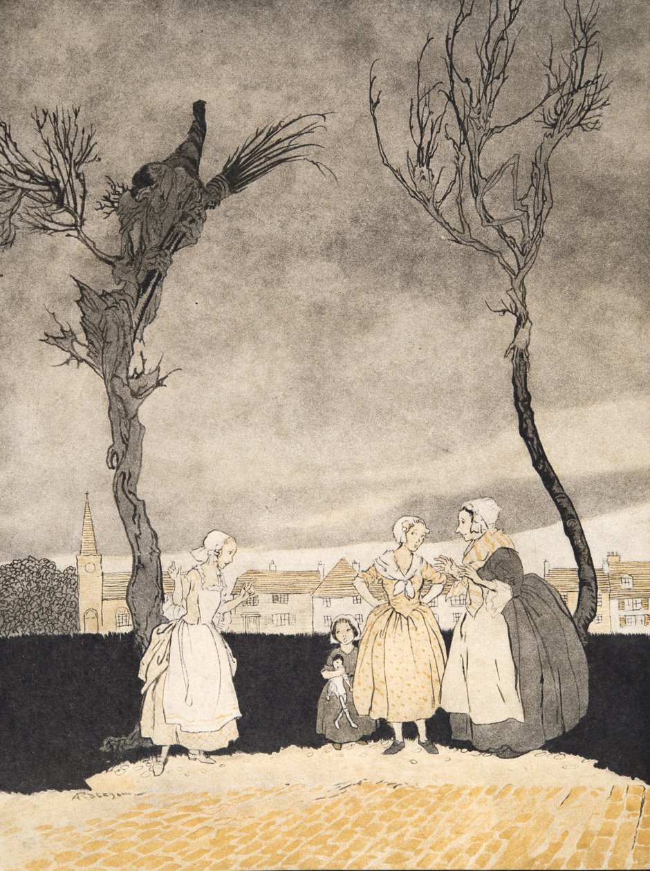 The Women of Sleepy Hollow (Inside Cover), från The Legend of Sleepy Hollow av Washington Irving (1783 - 1859), pub. 1928 av Arthur Rackham