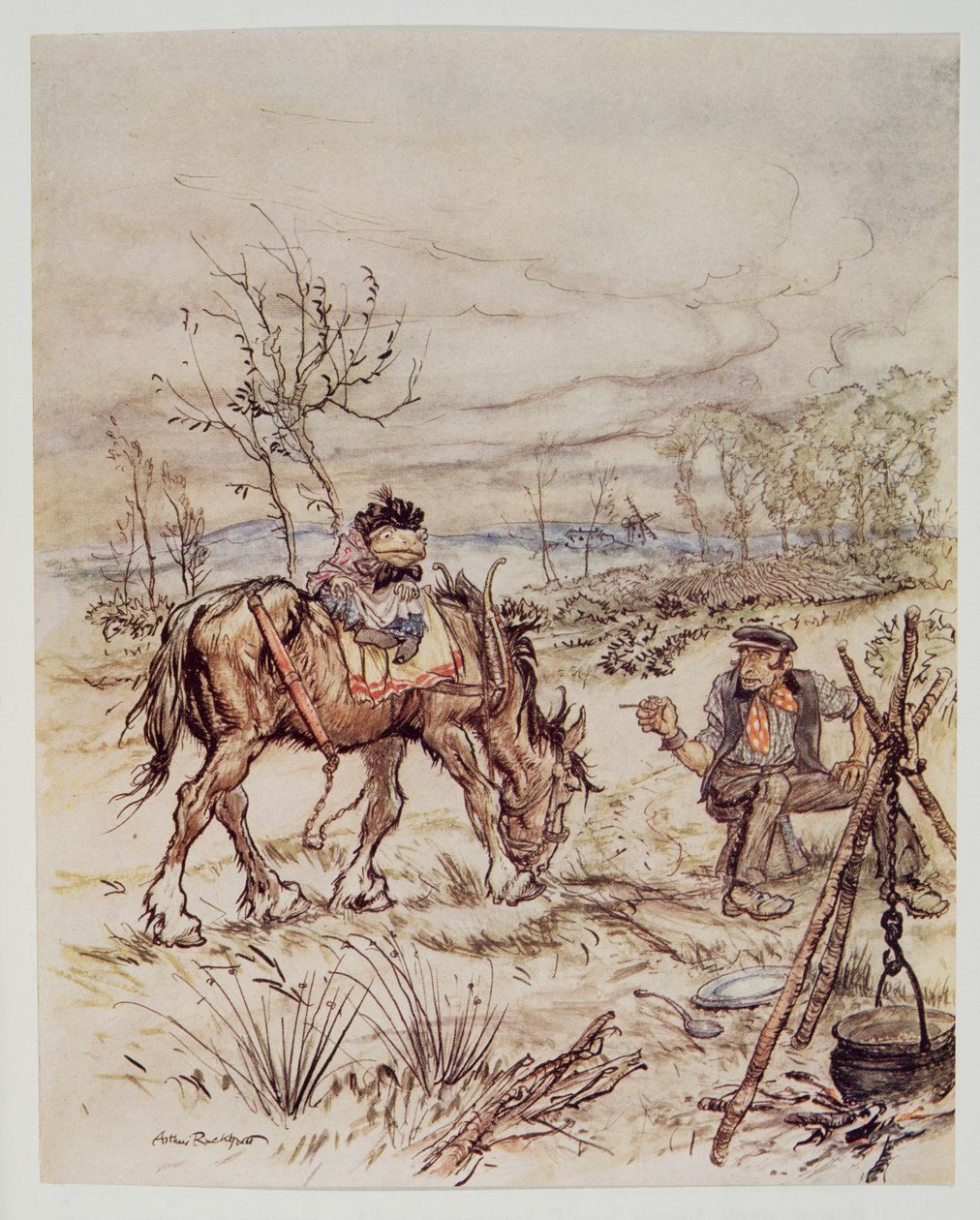 Zigenaren anmärkte på ett slarvigt sätt Vill du sälja den där hästen?, från Wind in the Willows av Kenneth Grahame (1859 - 1932), pub. 1940 av Arthur Rackham