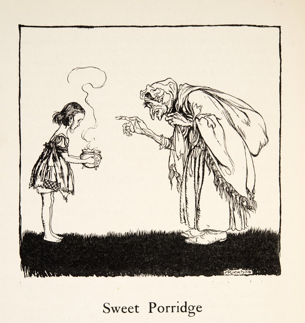 Den lille gick och tog med sig lådan, från Lillebror & Lillasyster och andra sagor av bröderna Grimm, pub.1917 (litho) av Arthur Rackham