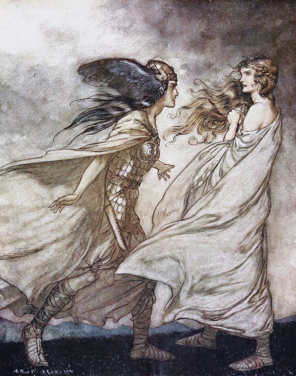 Ringen på din hand. Illustration för Siegfried och The Twilight of the Gods av Richard Wagner, av Arthur Rackham