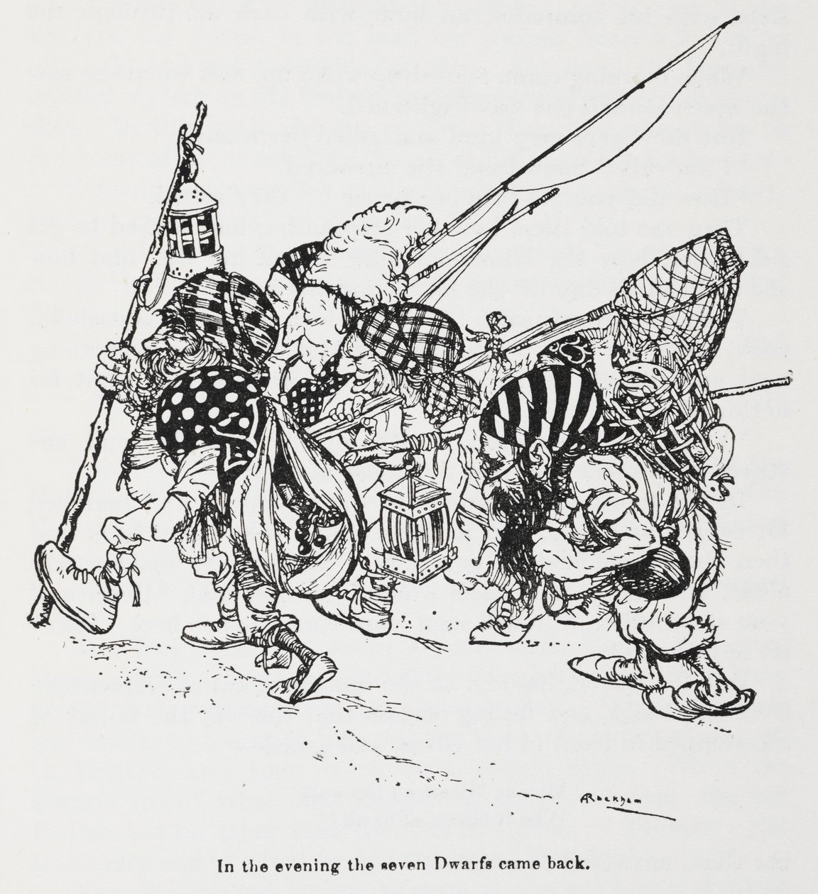 スノードロップ (白雪姫) スウェーデン語の 7 人の小人 av Arthur Rackham