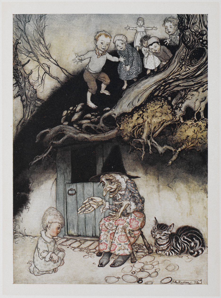 Det var en gammal kvinna som bodde under en kulle. av Arthur Rackham