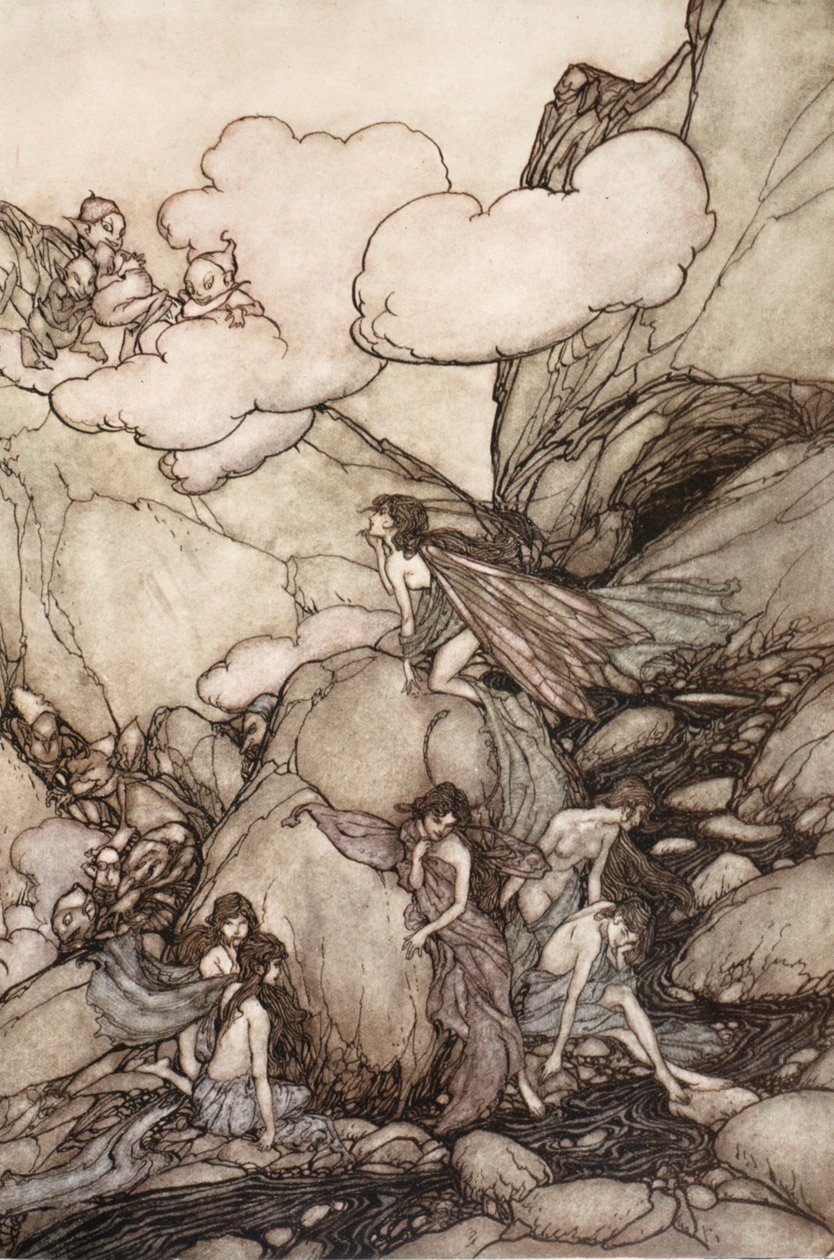 Dessa feberg, från Rip Van Winkle av Washington Irving, pub. 1910 av Arthur Rackham