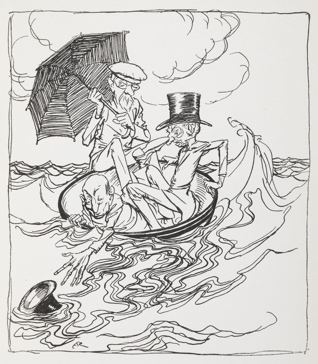 sea.swedish のボウルに 3 人の男性 av Arthur Rackham