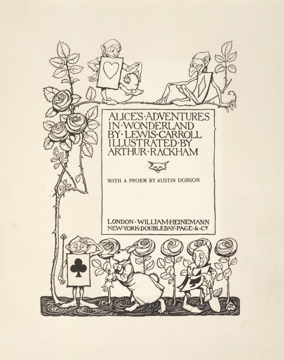 Titelsida, från Alices Adventures in Wonderland, av Lewis Carroll, pub.1907 av Arthur Rackham