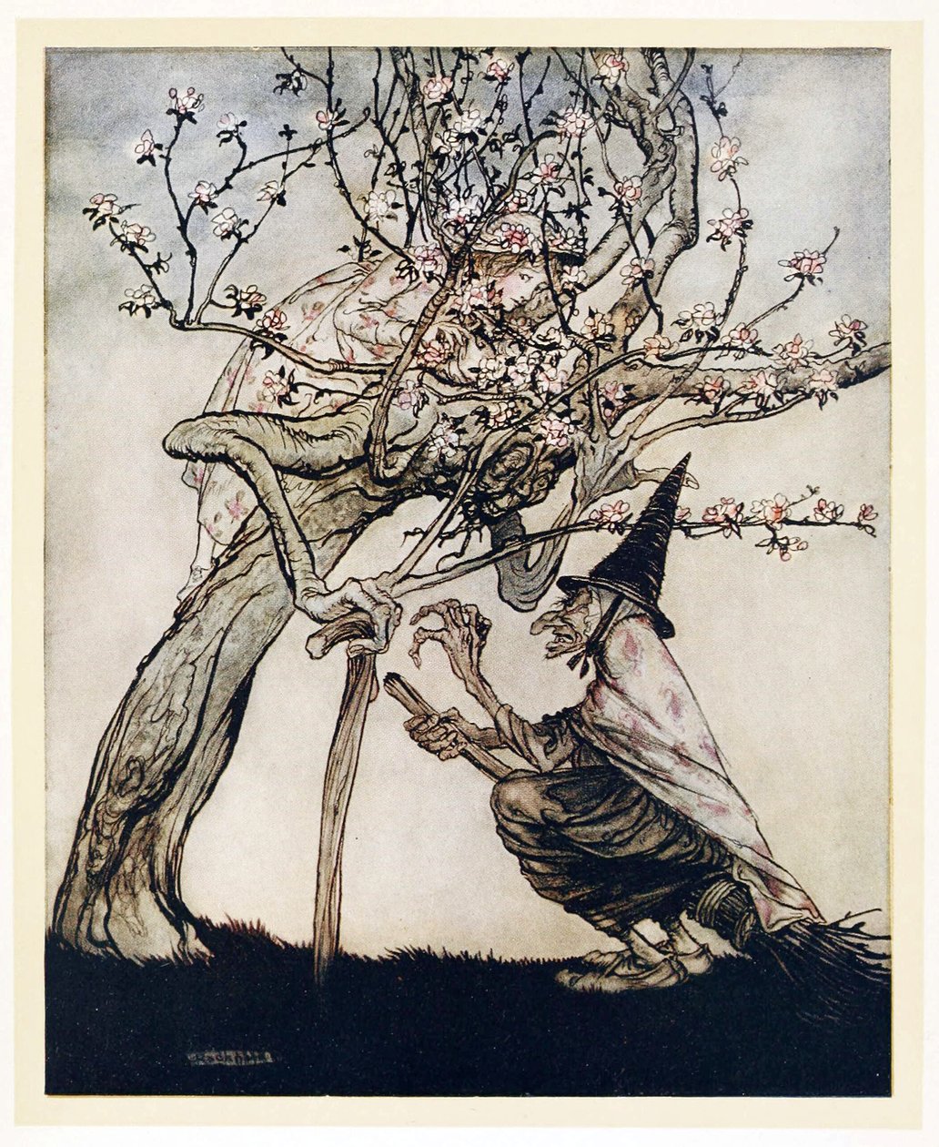Mitt träd! O mitt träd! Har du sett min stygga lilla hembiträde?, från English Fairy Tales, pub. 1922 av Arthur Rackham
