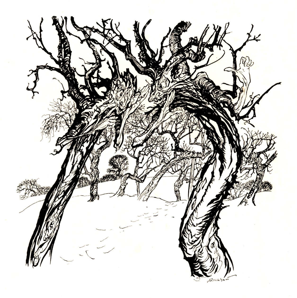 Viskande träd, från ett fat med äpplen, 1917, 1923 av Arthur Rackham