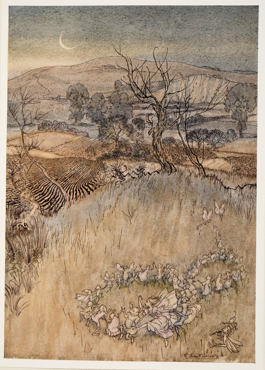 Ni halvdockor som genom månsken gör de gröna sura ringlets, illustration från William Shakespeares The Tempest, pub. 1926 av Arthur Rackham