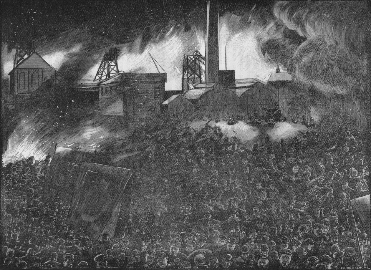 Featherstone-upplopp: soldaterna skjuter på folket, 1893 1906 av Arthur Salmon