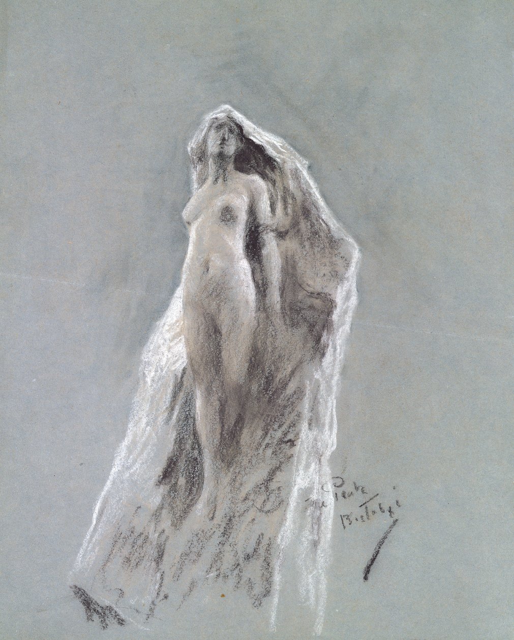 Spirit of the Peak, ca 1890 (pastell på blått papper) av Arthur Wardle