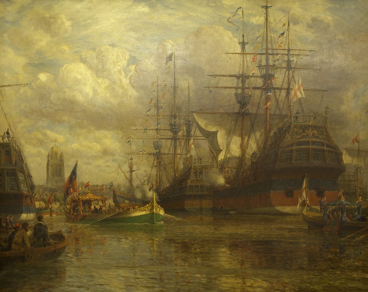 Drottning Elizabeth gick förbi Avon för att besöka Hungroad, 1574, 1916 av Arthur Wilde Parsons