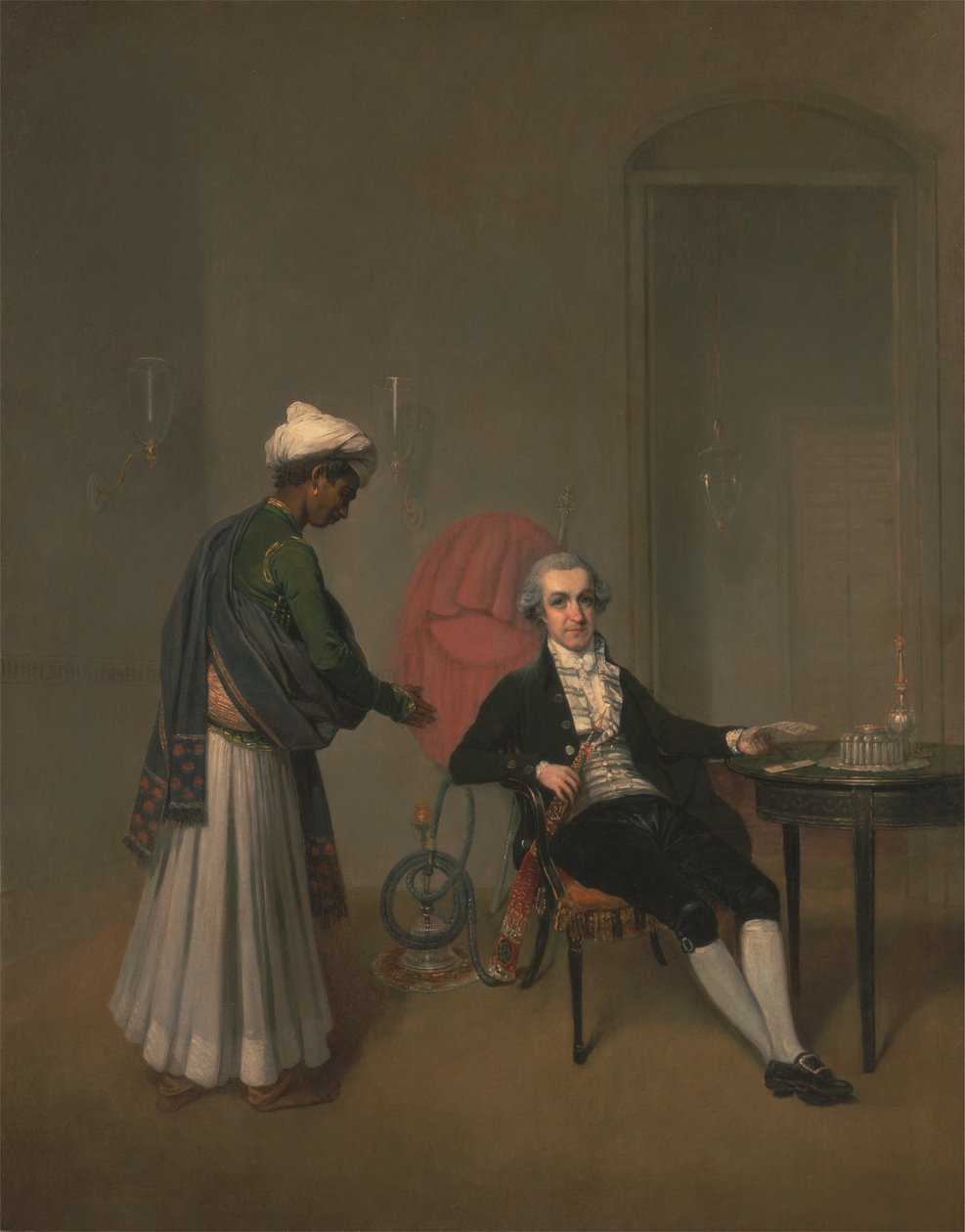 Porträtt av en gentleman och en indisk tjänare av Arthur William Devis