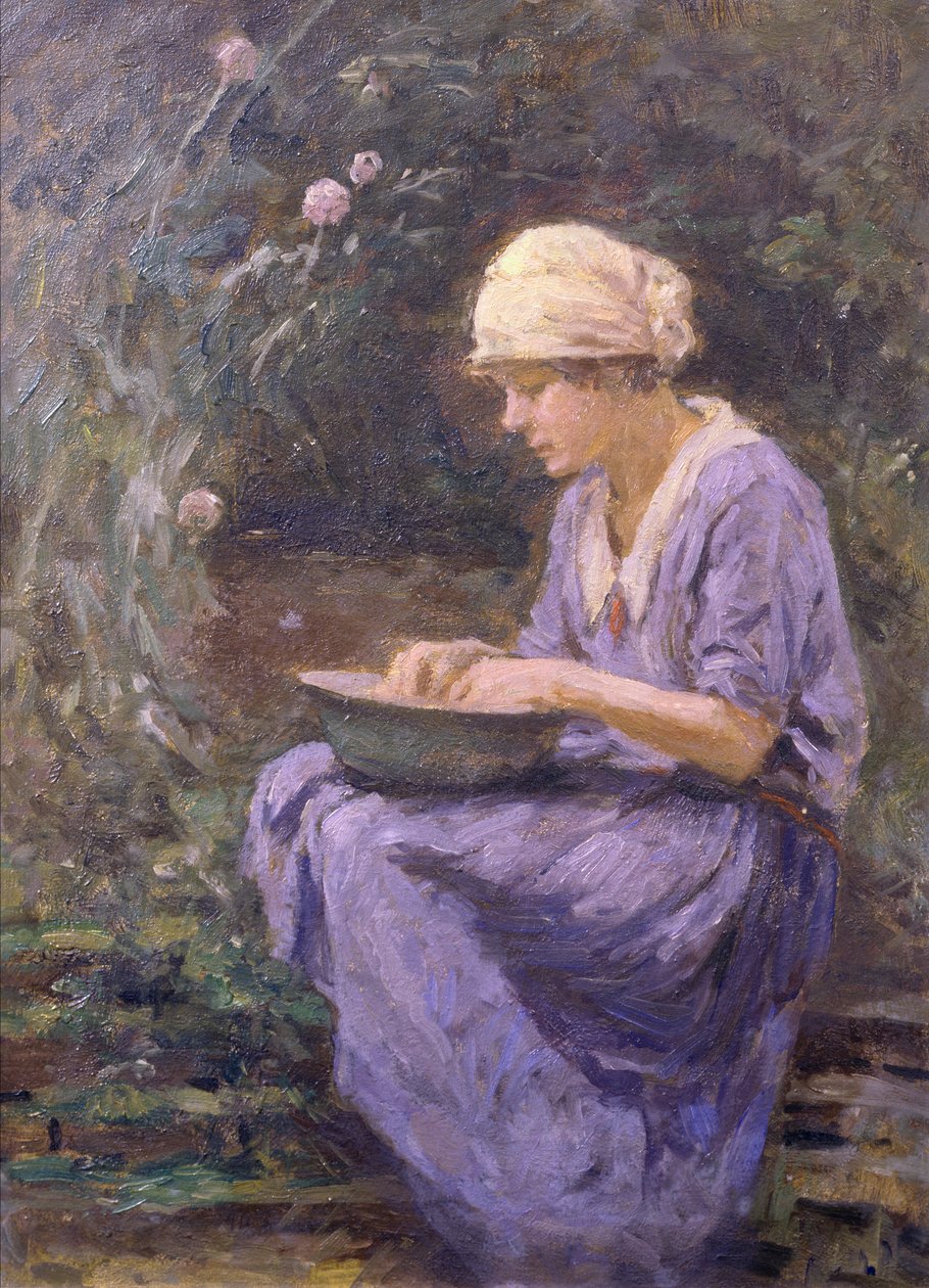 Girl at Work (olja på duk) av Arthur Winter Shaw