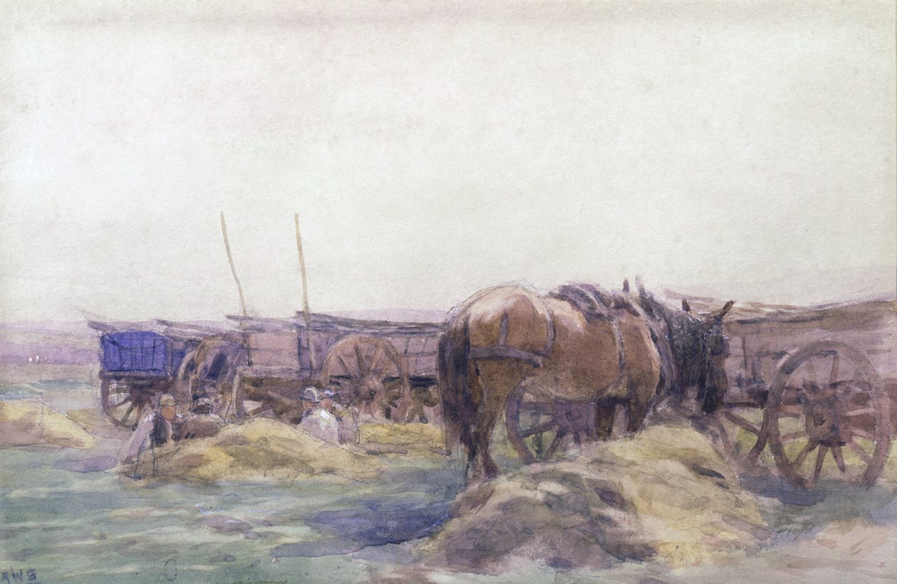 Hövagnar med häst (akvarell på papper) av Arthur Winter Shaw