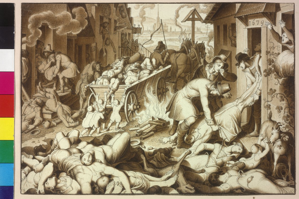 1679 dör i Wien januari - november 122.849 personer i den stora pesten av Artist Unknown