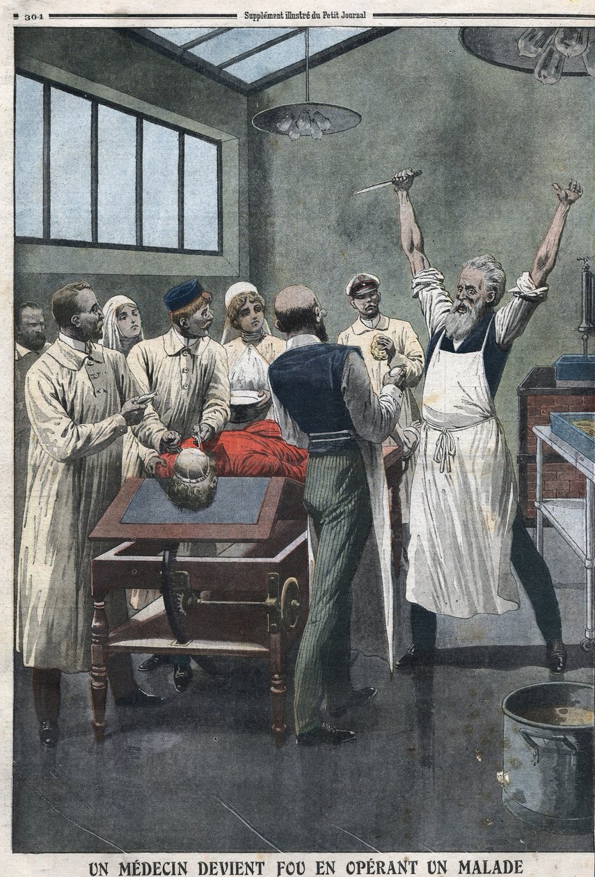 En läkare blev galen när han opererade en patient på ett sjukhus i Razomin, Chita, Ryssland av Artist Unknown